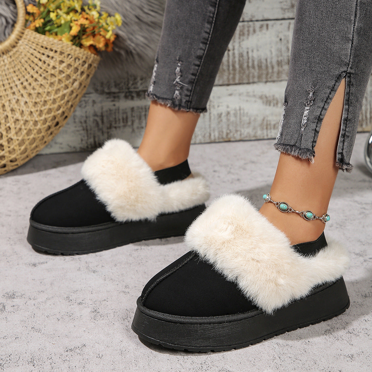 Autumn And Winter New Ladies Platform Cotton-padded Boots